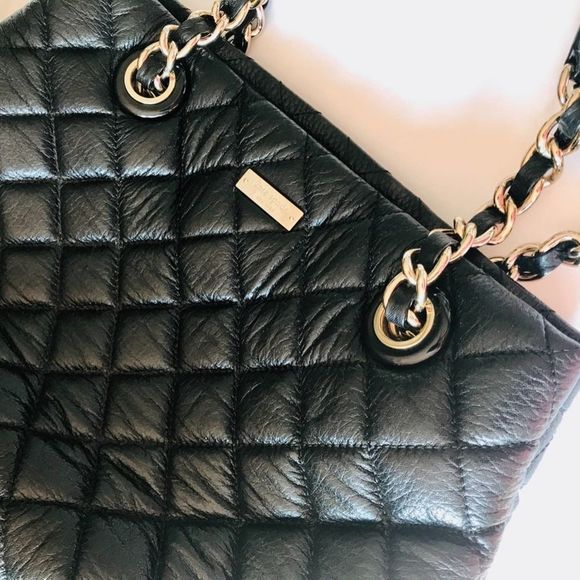 Kate Spade Black Quilted Handbag, Large, EUC - Picture 2 of 8